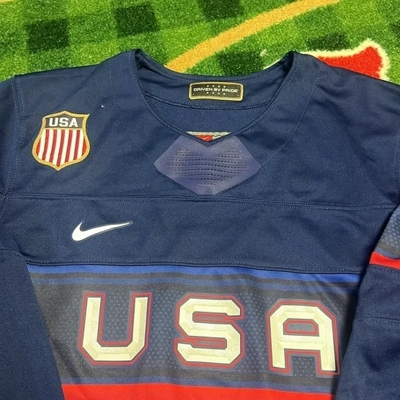 Nike Air Size S USA Hockey Jersey 2022 Olympic Navy Away Men Used
